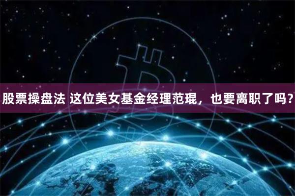股票操盘法 这位美女基金经理范琨，也要离职了吗？