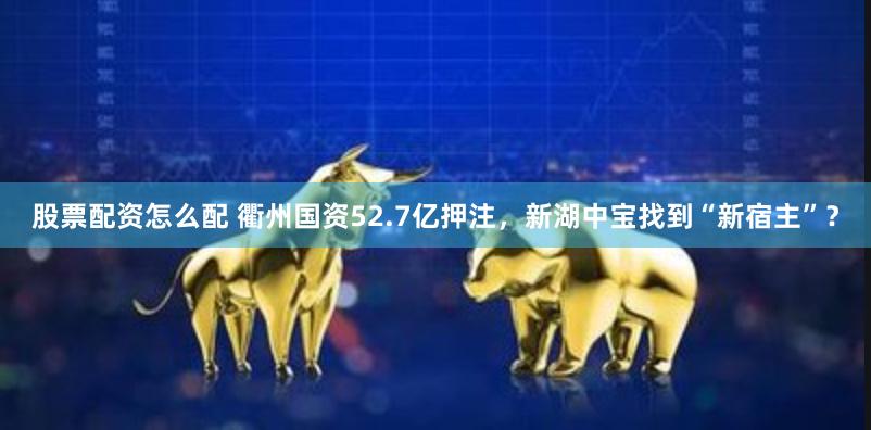 股票配资怎么配 衢州国资52.7亿押注，新湖中宝找到“新宿主”？